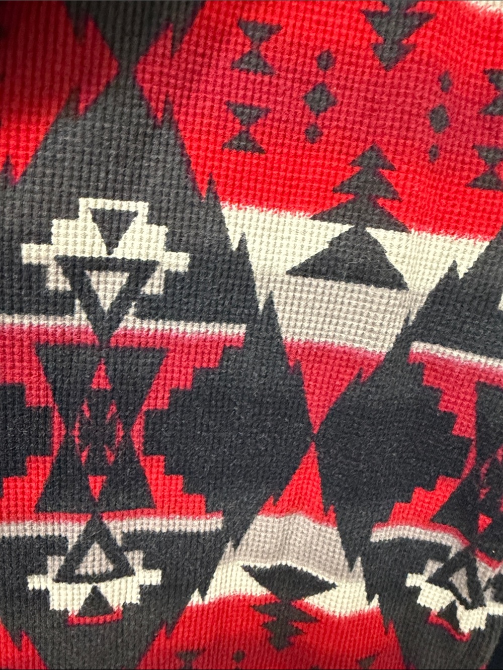 Chaps Black, Red & White Southwest Geometric Thermal Henley - Picture 5 of 5